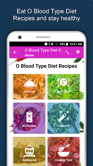 O Blood Type Recipes - Food Diet Plan, Health Tips Screenshot 1