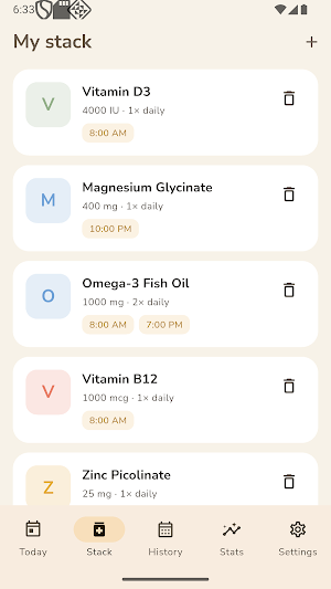 DailyStack: Supplement Tracker Screenshot 1