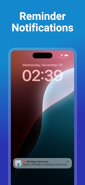 Birthday Reminder & Calendar Screenshot 2