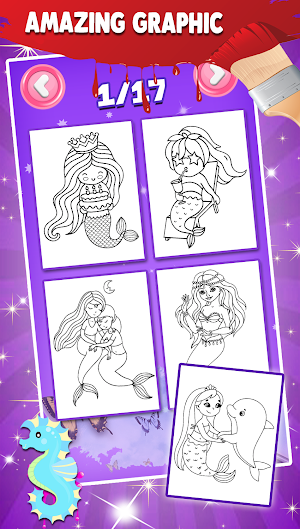 Mermaid Coloring Pages Glitter Screenshot 1