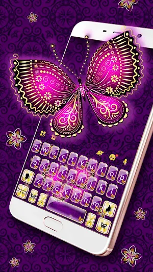 Purple Butterflies Keyboard Theme Screenshot 1