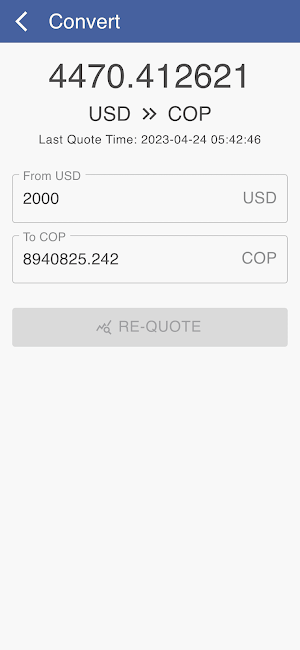 USD to COP Screenshot 2
