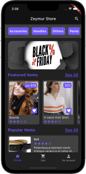 Zeymur Ecommerce Temp2 Flutter Screenshot 1