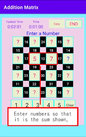 Addition Matrix Screenshot 2