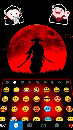 Red Moon Samurai Keyboard Background Screenshot 2