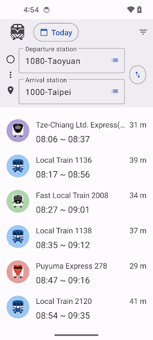 Taiwan railway schedule Screenshot 1