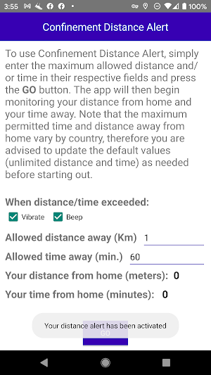 Confinement Distance Alert screenshot 1