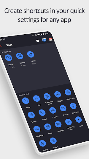 Tile Shortcuts - Quick settings apps & shortcuts Screenshot 2
