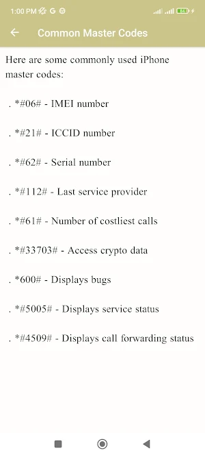 Unlock iPhone Master Codes Screenshot 2