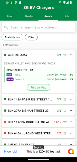 SG EV Chargers Screenshot 2