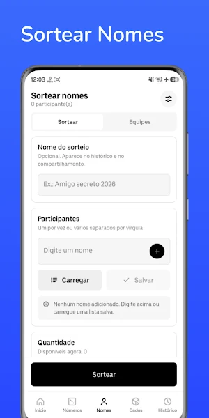 Sorteador de Nomes e Números Screenshot 2