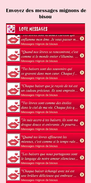Messages  d'amour trop mignon Screenshot 2