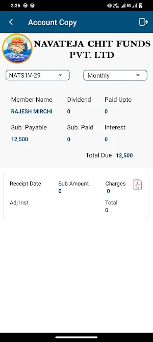 NavaTheja Chits Member Module Screenshot 3