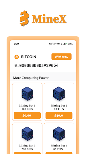 MineX NFT: Bitcoin Mining Screenshot 1