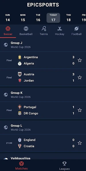 EpicSports – Live Sports Event Screenshot 1