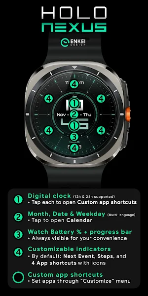 Holo Nexus digital watch face Screenshot 3