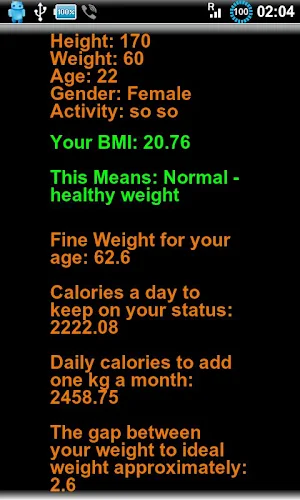 BMI Screenshot 2