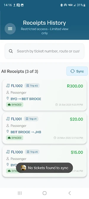 Farelink Bus Ticketing System Screenshot 2