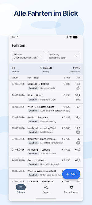 KM Geld – Fahrtenbuch Screenshot 0