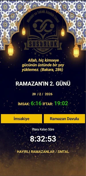 [SMTAL] Susurluk İmsakiye 2026 Screenshot 0
