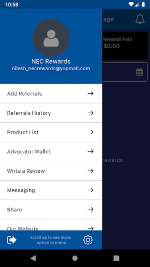 NEC Rewards Screenshot 1