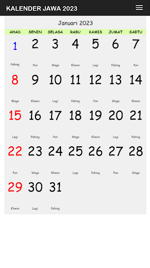 Kalender Pasaran Jawa Lengkap Screenshot 0
