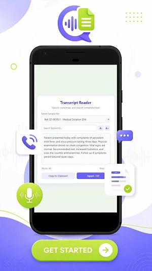 Quicktate: Transcript App Hint Screenshot 2