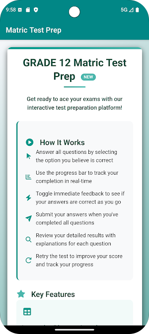 Matric Prep Tests Screenshot 1