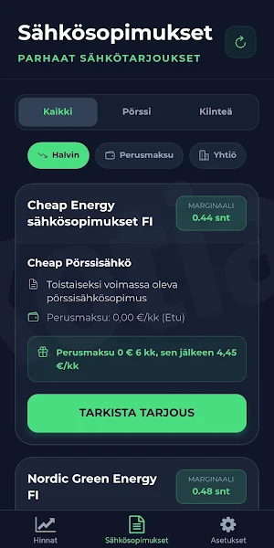 Pörssisähkön hinta Screenshot 1
