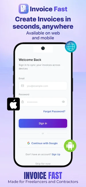 InvoiceFast: Invoice & Mileage Screenshot 1