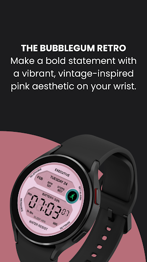 EXD199: Retro Pink Watch Face Screenshot 1