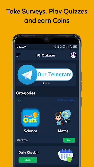 iG Quizzes - Daily Earning App Screenshot 1