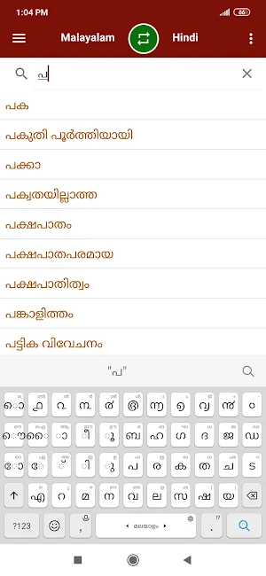 Malayalam To Hindi Dictionary Screenshot 0