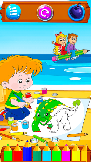 Dinosaur Cartoon Coloring Game Screenshot 2