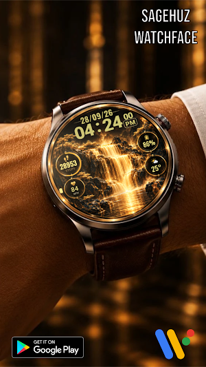 A015 Golden Digital Watch Face Screenshot 0