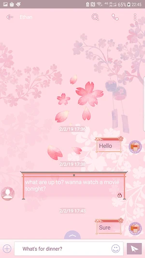 Sakura and wind chimes skin for Next SMS Screenshot 2