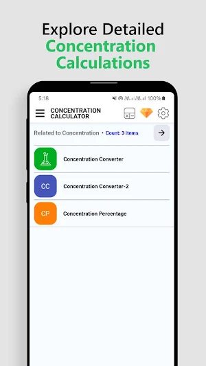 Concentration Calculator Screenshot 0