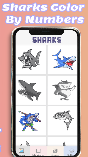 Sharks Color By Numbers -Hungry Pixel Art Coloring Screenshot 2