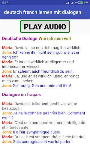 learn German French with A1 A2 dialogues Screenshot 2