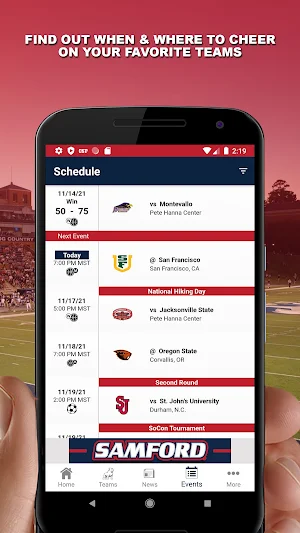 Samford Sports Screenshot 1