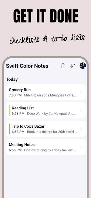 Swift Color Notes - Notepad Screenshot 1