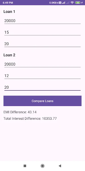 Loan Comparison Calculator Screenshot 1