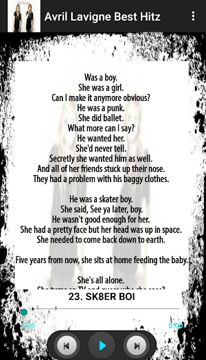 Avril Lavigne songs Lyric Screenshot 3