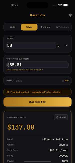 Karat Pro: Gold Calculator Screenshot 2