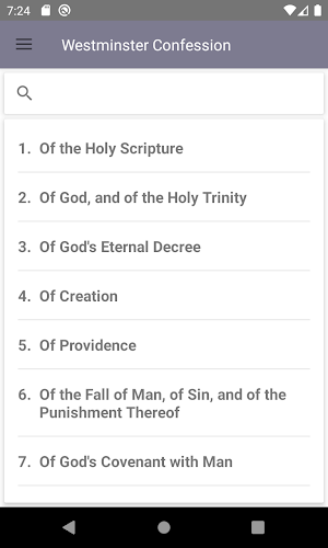 The Westminster Confession of Faith. Screenshot 1