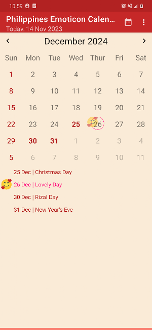 Philippines Emoticon Calendar Screenshot 0