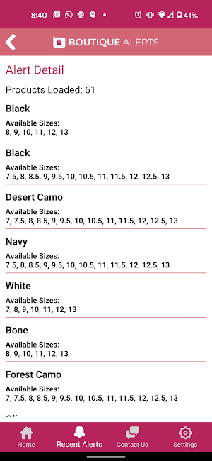 Boutique Alerts Screenshot 2