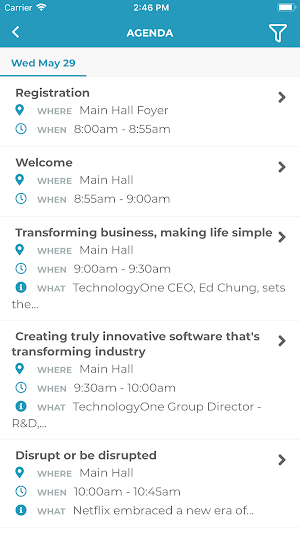 TechnologyOne Events Screenshot 2