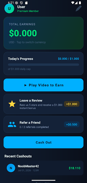 Watch & Earn: Money for videos Screenshot 0