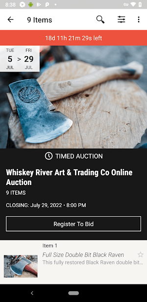 Whiskey River Auction House Screenshot 1